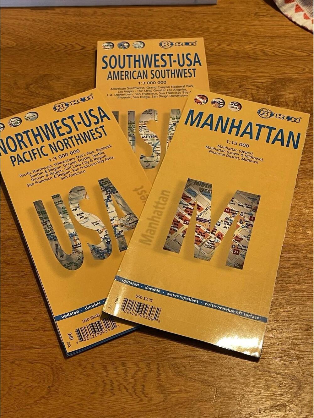 Borch Travel Maps New York Area Write On Waterproof Nw Sw USA Manhattan